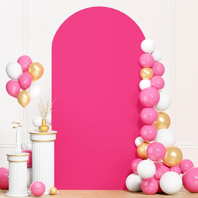 Hot Pink Arch Cover 7.2FT Spandex Arch Cover Balloon Arch Stand Cover Round Top Arches Covers Chiara Arched Covers Stretchy Backdrop Arches Wall Backdrop Covers for Wedding Arched Frame Panel