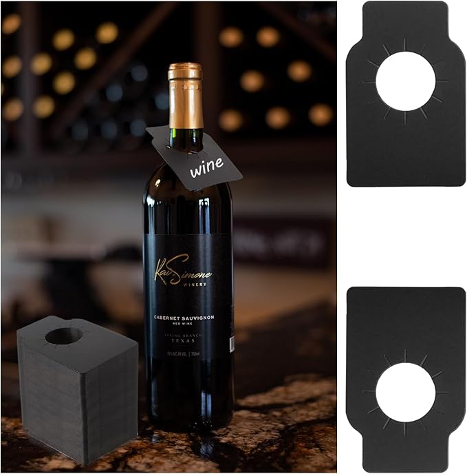 500 PCS Black Wine Bottles Tags Paper Wine Cellar Labels Reusable Wine Bottle Hanging Tags Double Sided Wine Bottle Neck Tags for Champagne, Wine Racks Marker, Wine Seller
