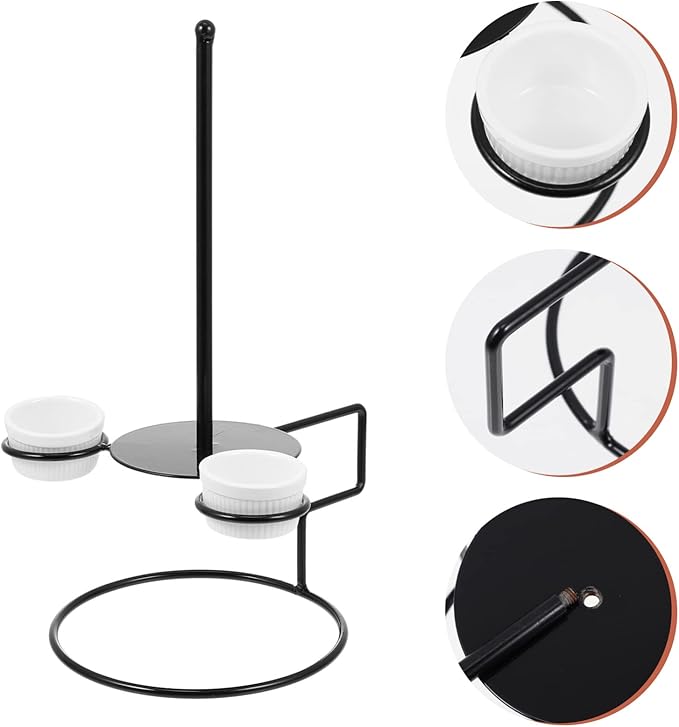 Luxshiny Stainless Steel Donut Stand with Sauce Bowl Metal Display Rack for Party Dessert Table Onion Ring Holder Kids Holiday Festival Snack Organizer 13.77X8.26X7.08 Inches