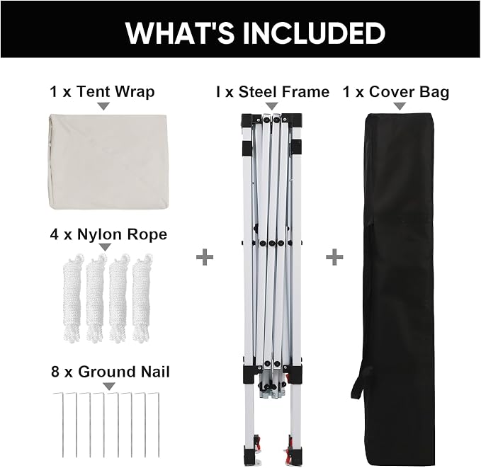 Northroad 8X8 FT Pop Up Canopy, Outdoor Instant Canopy Tent w/Carrying Bag, Portable Gazebo Shelter for Wedding Party,Commercial Event,Patio,Garden,Beach -White