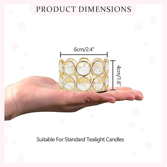 Crystal Gold Votives Candle Holder Elegant Decorative Tealight Candle Holders for Weddings,Parties,Chirstmas,Gifts,Home Decor,Set of 24