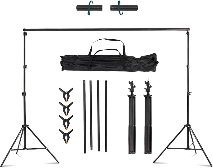 Kate Photo Backdrop Stand 10x8.5ft Adjustable Background Stand Kit for Photography (Indoor/Outdoor) and Party Decorations, Maximum Load 5kg/11lb