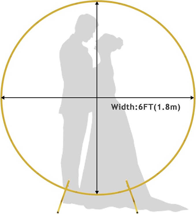 Wokceer Round Backdrop Stand 6FT Circle Balloon Arch Frame Circle Backdrop Stand Gold Round Arch for Wedding Birthday Party Bridal Shower Anniversary Event Ceremony Decoration