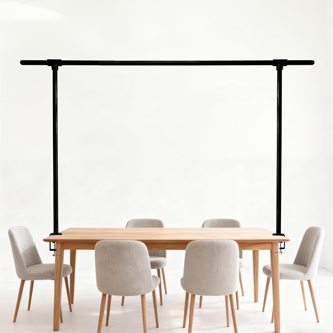 Beyeutao Black Over the Table Rod Stand with Clamps Adjustable Table Arch Stand H16-45" L16-87" Balloon Frame Hanging for Party Anniversary Wedding Birthday Garden Arbors Christmas Halloween