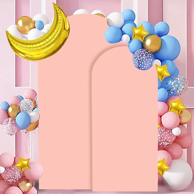 FANPROMS Wedding Arch Cover Set of 2 Rose Arch Cover Spandex Arched Backdrop Cover Chiara Wall Backdrop Covers for Garden Arches Frame Arch Fabric Covers 6FT 7.2FT for Bridal Shower Ceremony Decor