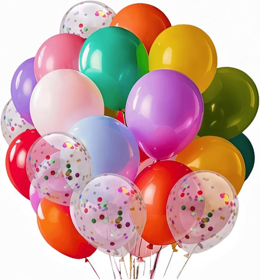 100 Pcs Assorted Colors Balloons 12 inch and 10 Pcs Confetti Balloon - Use for Birthday, Wedding, Baby Shower, Birthday Party Balloons Decorations