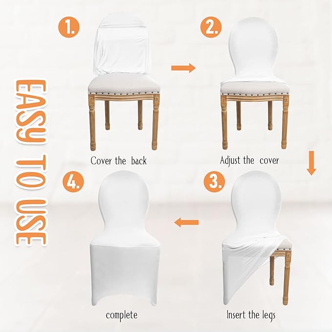 Moukeren 20 Pcs Wedding Chair Covers Spandex Folding Chair Covers Stretch Universal Polyester Fitted Seat Slipcovers for Wedding, Banquet, Celebration, Holidays, Dining Room, Living Room (White)