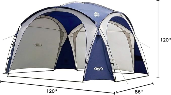 UNP Easy Beach Tent Pop Up Canopy UPF50+ Tent with Side Wall, Ground Pegs, and Stability Poles, Sun Shelter Rainproof, Waterproof for Camping Trips, Backyard Fun, Party Or Picnics