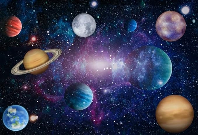10x6.5ft Outer Space Decorations Backdrop Galaxy Solar System Starry Planet Earth Moon Birthday Background Universe Science Fiction Milky Way Baby Shower Banner Photo Booth