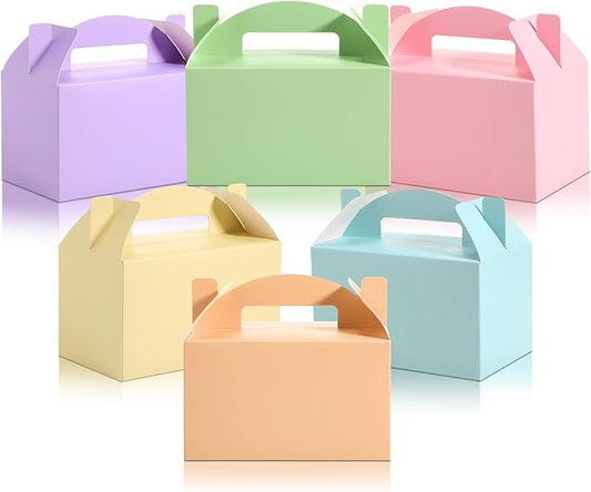 Skyygemm 24 Pcs Graduation Party Favor Gable Boxes Colorful Paper Treat Goodie Candy Cake Gift Box for Summer Birthday Wedding Party Decorations, 6 x 3.5 x 3.5 Inch(Pastel)