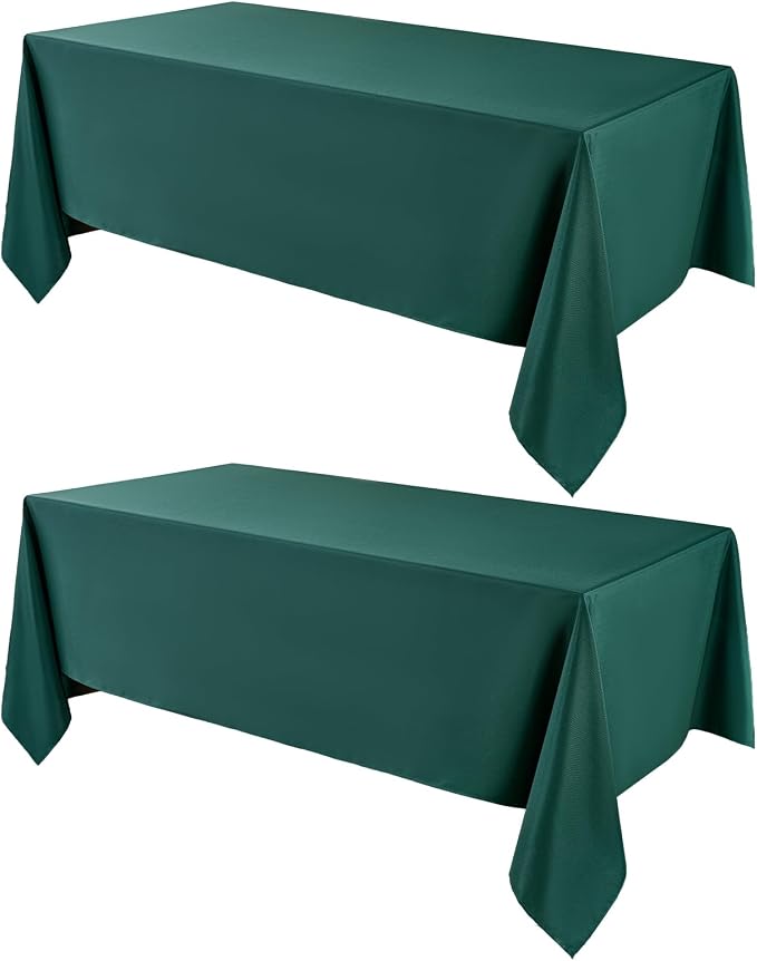 Rectangle Tablecloths 60x120 Inch 2 Pack Dark Green Tablecloth for 6ft Washable Decorative Linen Polyester Table Cloths for 8ft Dining Table Banquets Buffet Parties and Wedding