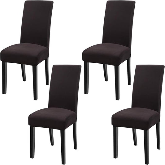 Fuloon 4 Pack Super Fit Stretch Removable Washable Short Dining Chair Protector Cover Seat Slipcover for Hotel, Dining Room, Ceremony, Banquet Wedding Party
