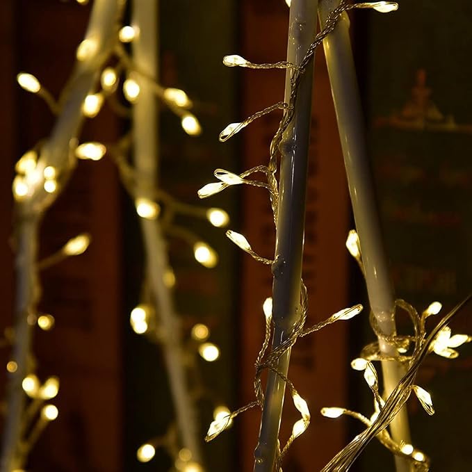 Plug in Firecracker Lights 10FT Warm White Copper Wire Indoor Cluster Fairy Lights with Remote Timer for Bedroom, Living Room, Tree, Garden, Porch, Patio, Backyard, Christmas Tree