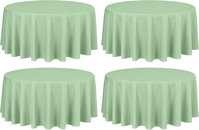 Showgeous 4 Pack Sage Green Round Tablecloth 90 Inch Table Cloth for Round Tables Polyester Tablecloths Table Cover for Dining Wedding Party