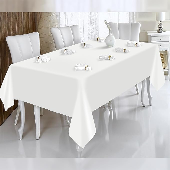 12 Pack Ivory Tablecloths for Rectangle Tables Stain and Wrinkle Resistant Washable Polyester Tablecloth 60 x 126 Inch Table Cloth Rectangle Table 6 Foot Rectangle Table Cloth for Wedding Party