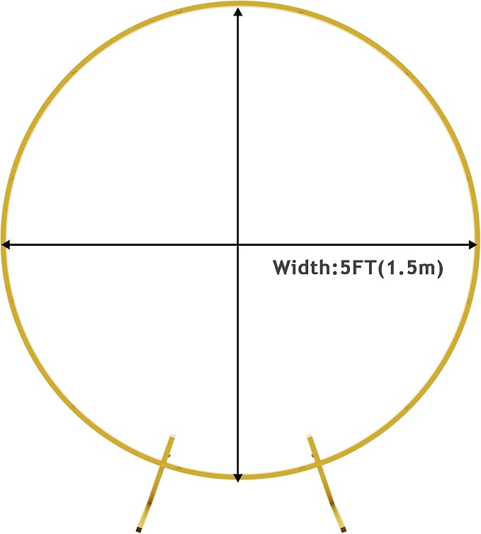 Wokceer Round Backdrop Stand 5FT Circle Balloon Arch Frame Circle Backdrop Stand Gold Round Arch for Wedding Birthday Party Bridal Shower Anniversary Event Ceremony Decoration