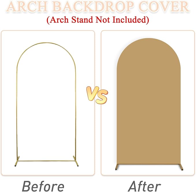 Set of 3 Wedding Arch Covers 6ft 6.6ft 7.2ft Brown Arch Cover for Chiara Backdrop Stands Tan Spandex Arches Stand Cover Balloon Arched Covers Stretchy Backdrop for Baby Shower Party Ceremony