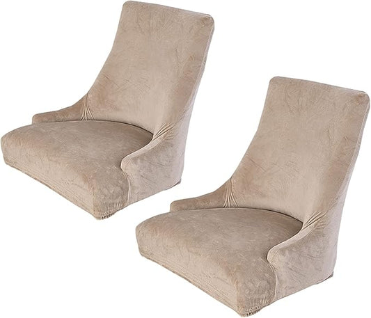 rismart Wingback Dining Chair Cover Stretch Removable Spandex Seat Slipcovers,Sand 2 PCS