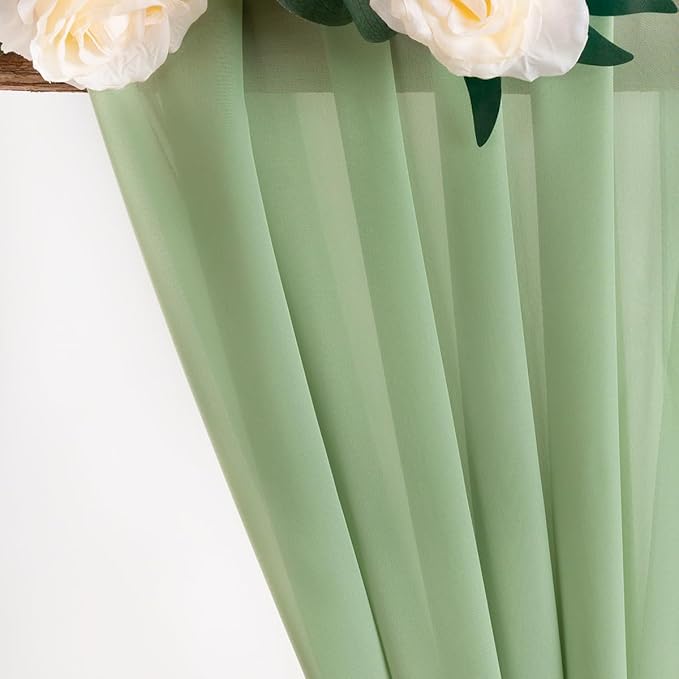 MLMW Sage Green Chiffon Fabric Sheer Fabric by the Yard 10 Yards 60" Wide Wedding Arch Draping Fabric Sheer Material for Party Backdrop Curtain Arch Ceiling Decor