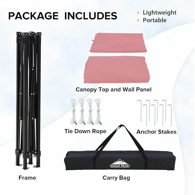 EAGLE PEAK 5x5 Pop Up Changing Tent, Flat Top Changing Room, Pink | Portable, Privacy Tent, Pool Cabana, Dressing Room, Shower & Toilet Use, Opaque Fabric, Instant Setup, Photoshoots, Camping