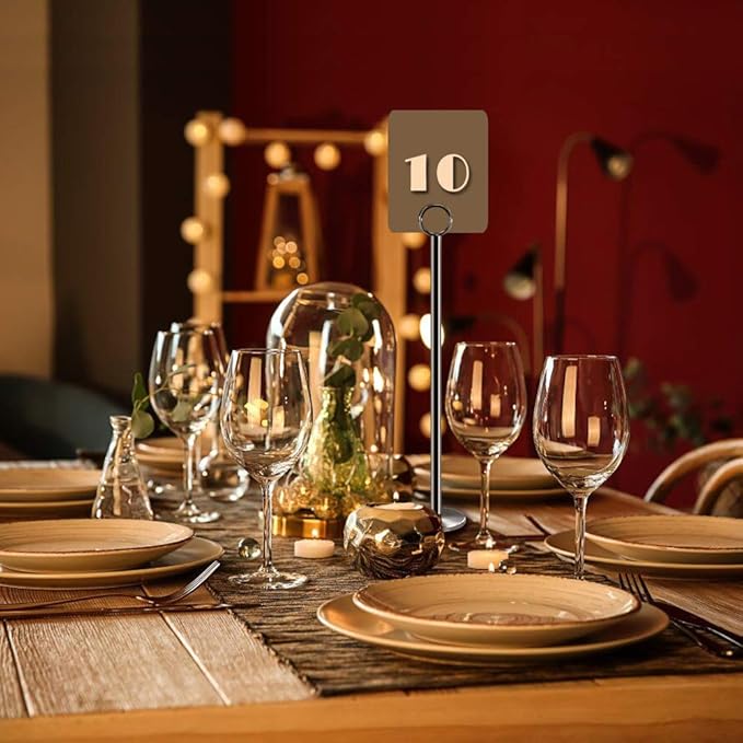 Urban Deco 12PK Table Number Holders Place Card Holders 12 Inch Table Card Holders Steel Card Holders for Photos, Food Signs, Memo Notes, Weddings, Restaurants, Birthdays (Nickel Black)