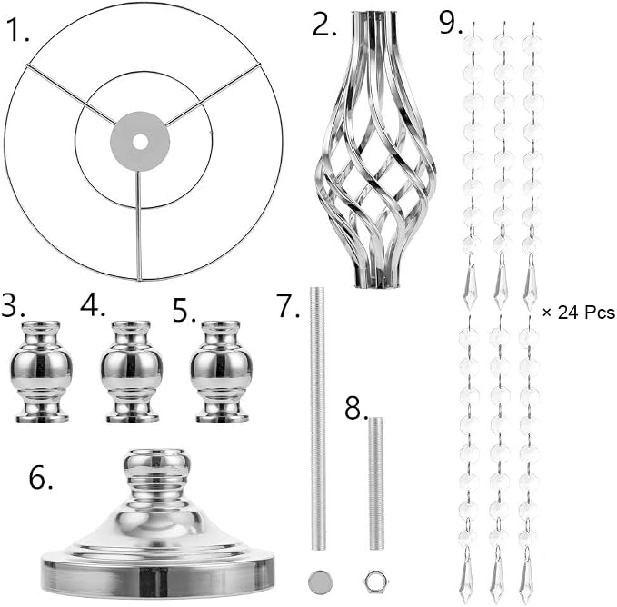 Sliver Vases Centerpieces for Table: 19.3" Tall Flower Stand with Crystal Patent for Wedding Center Piece Party Event Set of 2