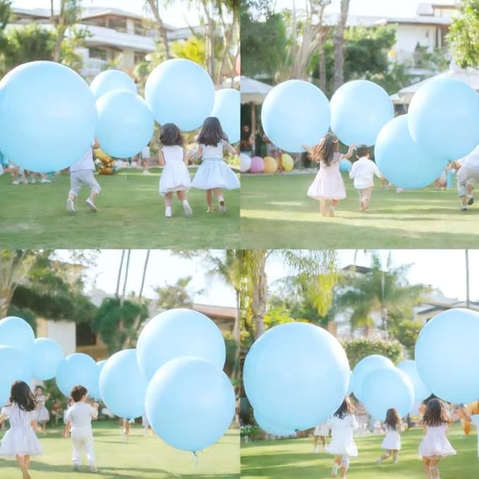 50 Pcs Light Blue Balloons Kit 18 24 36 Multi Sizes Pastel Blue Giant Balloon, Use for Pool Party Birthdays Baby Shower Gender Reveal Party Decoration
