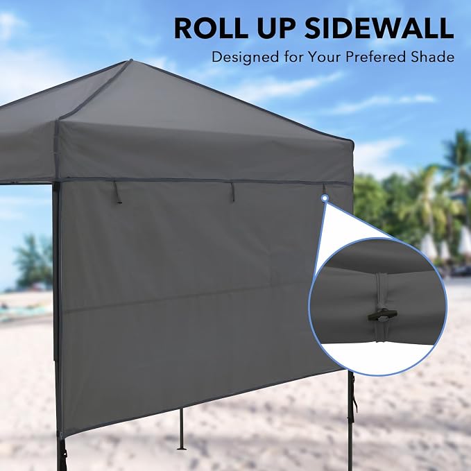 6x4 Pop Up Canopy Tent with Half Wall Panel, Instant Portable Beach Canopy, Outdoor Tent with Carry Bag for Camping, Sports, Tailgating, Events, Dark Gray