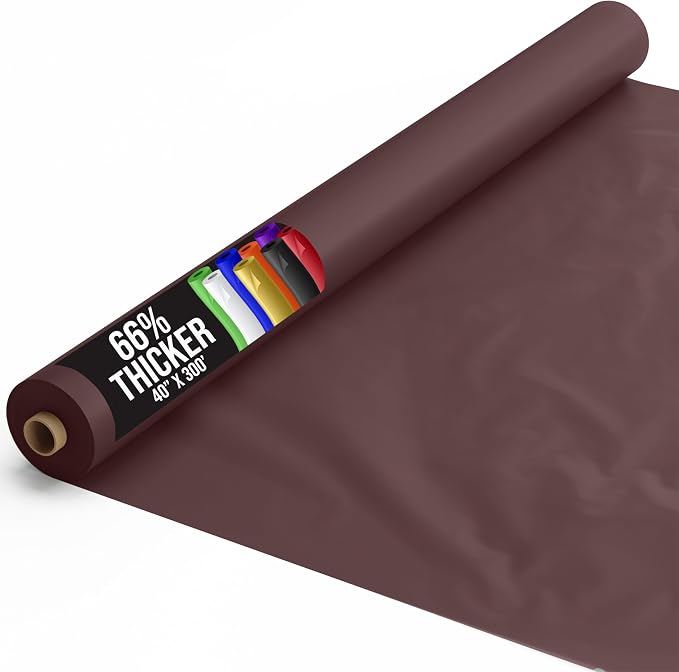 Party Solids 66% Thicker Premium Brown Plastic Table Cover Roll 40" X 300' Table Cloth Plastic Cover Roll Quality Thick Banquet Rolls Disposable Tablecloth Rolls Strong American Based Company