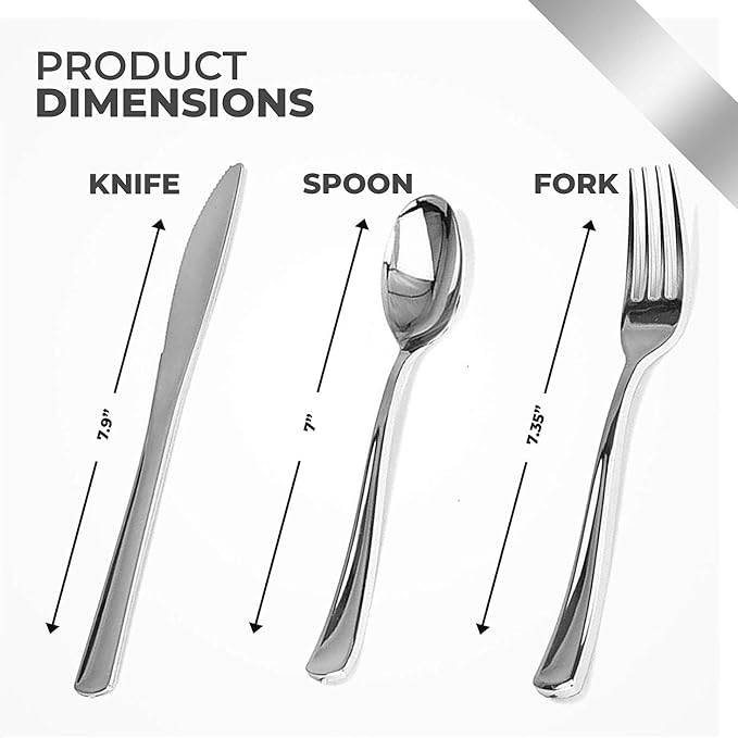 Silver Plastic Silverware Set (400-Pack) – Disposable Heavy Duty Cutlery, 134 Forks, 134 Knives, 134 Spoons for Parties, Weddings, Dinners & Holidays, Stock Your Home