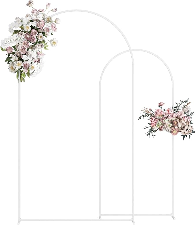 Wedding Arch, Metal Arch Backdrop Stand, Balloon Arch Stand Wedding Frame for Ceremony Decoration (White, 7.2FT, 6FT Arch Backdrop)
