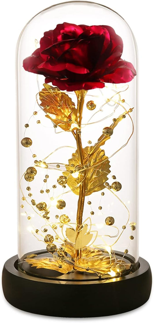 Valentines Day Gifts for Her,Valentines Gifts for Women,Flowers for Delivery Prime,Flower Galaxy Artificial Flower Light Up Rose in A Glass Dome,Anniversary Mothers Day, Birthday Gifts