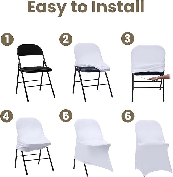 Folding Chair Covers 30 PCS Stretch Spandex Chair Covers Upgraded Universal Washable Fitted Chair Slipcovers Protector for Party, Wedding, Holidays, Banquet, Celebration (White, 30 PCS)
