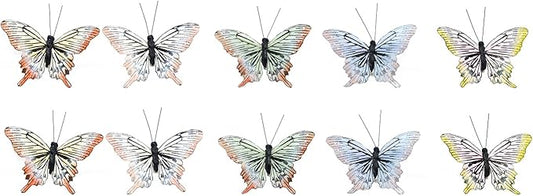 HNH Artificial 3D Butterfly Decorations Handmade Feather Butterflies for Bouquet Home Garden Decoration Craft Butterflies Butterflys-4 inch Swallowtail Butterfly kit (1707C-new)