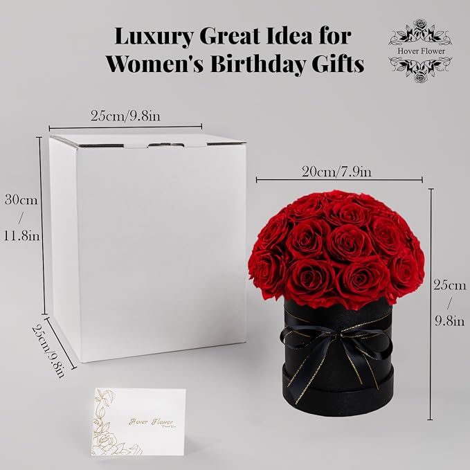 27 Preserved Flowers for Delivery Prime, Roses Dome Forever Flower Decor for Party Home Table Bedroom, Anniversary, Birthday, Wedding Gifts for Women Her (Red)