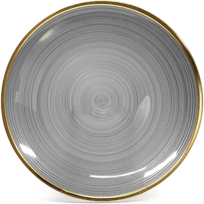 OCCASIONS 50 Black and Gold Plates for 25 Guests (Belize in Black & Gold) | China-Like Look, Fancy Heavy Duty Disposable Plastic Dinnerware Set, 10" Dinner & 7" Salad/Dessert, Wedding Party, BPA Free