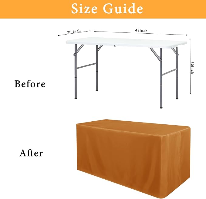 Obstal 2 Pack 4ft Tablecloths for Rectangle Tables - Water Resistant Washable Fabric Polyester Rectangle Table Cover Protector for Wedding, Banquet and Trade Shows, 48" L x 24" W x 30" H, Bronze
