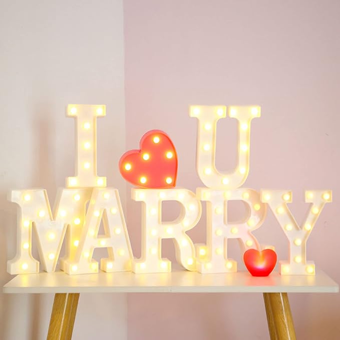 I Love YUO Sign Light, 3 LED I Love You Heart-Shaped Combination Luminous Letters, Valentine's Day Gift, Wedding Sign, Engagement Sign (IOU)