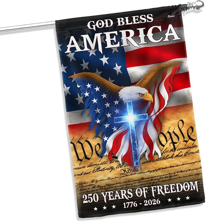 American Flag-Patriotic God Bless America Flag, 250 Years of Freedom We The People Flag, Garden Flag (11.5" x 17.5")-USA Premium Polyester