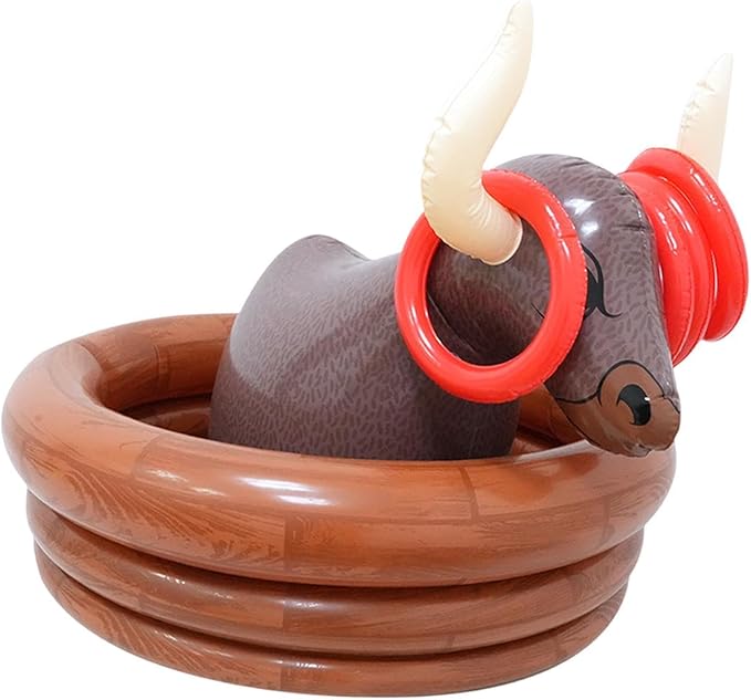Inflatable Water Bull Cooler Beverage Serving Container Party Supplies Rings Toss Toy Ice Holder Ice Bucket for Outdoor Beach
