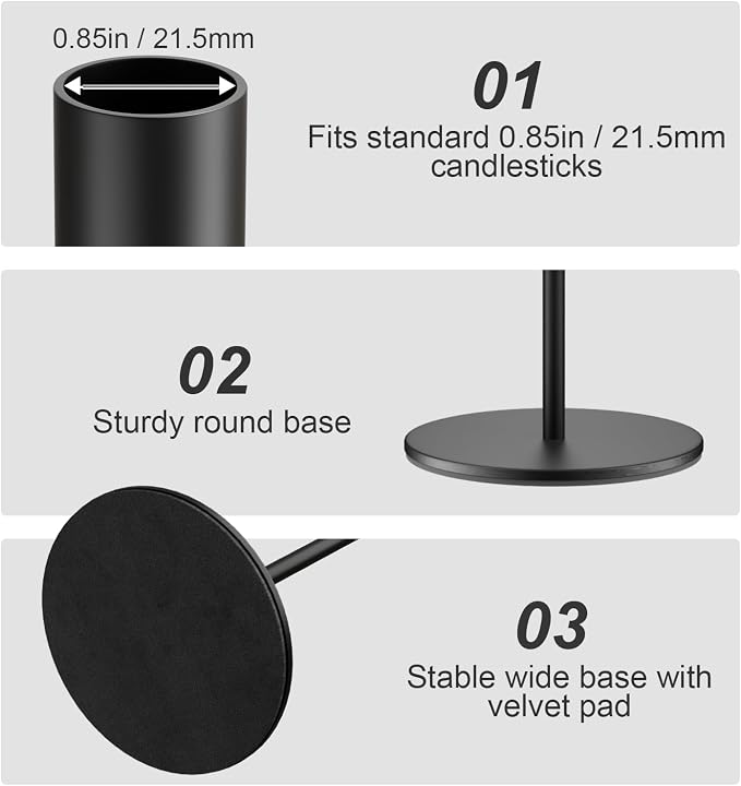 zeochyni Set of 6 Black Taper Candle Holders Candlestick Holders, Decor Candle Stick Candle Holder for Table or Mantel Centerpiece, Wedding, Dinning, Party Home Decor