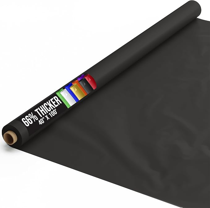 Party Solids 66% Thicker Premium Black Plastic Table Cover Roll 40" X 100' Table Cloth Plastic Cover Roll Quality Thick Banquet Rolls Disposable Tablecloth Rolls Strong American Based Company