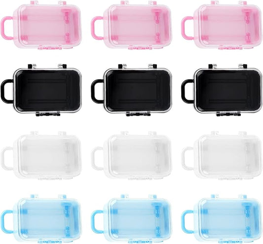 AUEAR, 12 Pack Mini Suitcase Plastic Candy Box Small Reception Gift Travel Case for Wedding Party Decoration (4 Colors)