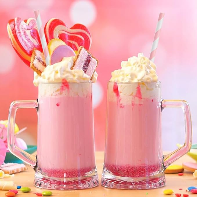 ALINK 100 Pink and White Striped Paper Straws, Biodegradable Disposable Drinking Straws for Christmas, Brithday, New Year, Party Decoration Supplies