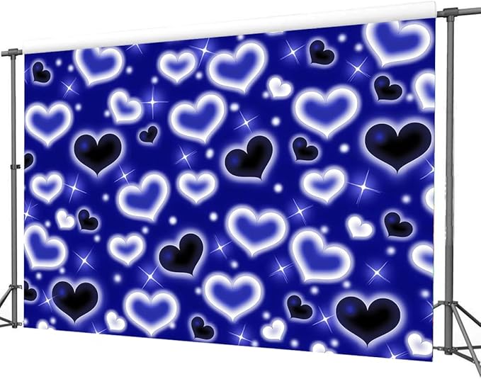 Dudaacvt 10X8FT Blue Heart Photo Backdrop 90s Backdrops for Photoshoot Valentine's Day Backdrop Women Men Happy Birthday Photography Background Banner Photo Booth Studio Props D728