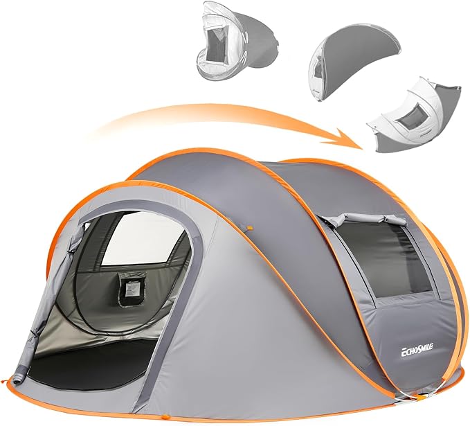 EchoSmile Pop Up Camping Tent, 2/4/6 Person Easy Setup Tent, Water Resistant Dome, Portable with Carry Bag