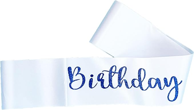 10Pcs Birthday Squad Sash Blue Glitter White Satin Sashes Funny Birthday Sashes Birthday Party Supplies Gifts