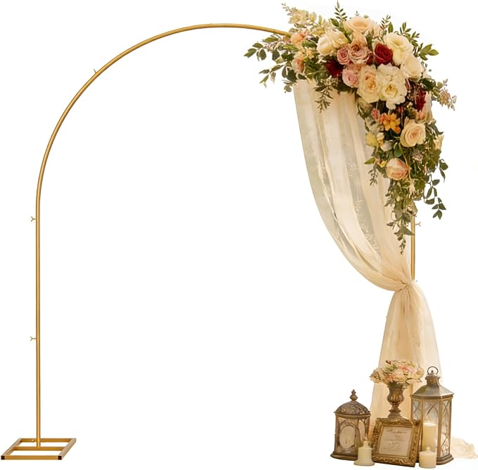 5.25 * 6.56 FT Metal Backdrop Frame Stand, Wedding Decor Flower Arbor Stand, Balloon Arch Backdrop, Golden