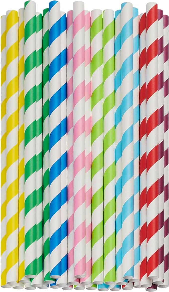 Comfy Package [50 Count] 10 mm Jumbo Paper Smoothie & Boba Straws - Biodegradable Paper Straws for Milkshakes, Smoothies & Bubble Tea, Assorted Colors