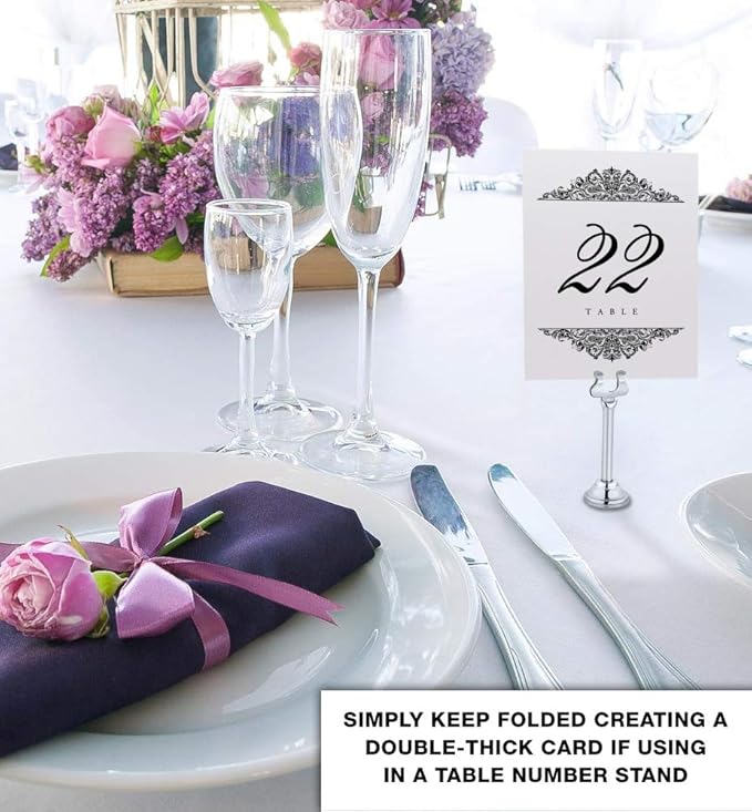 Paisley Wedding Table Numbers (Select Color/Quantity), Champagne, Black, 1-25, Double Sided, Tent or Use in a Stand, Great for Parties & Restaurants - Made in the USA